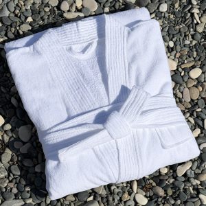 білий махровий банний халат 120L з бавовни з поясом